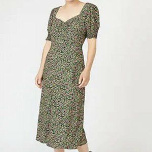 J Crew Smocked-Sleeve Floral Midi Dress